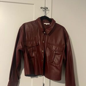 Olivaceous Deep Red Leather Jacket